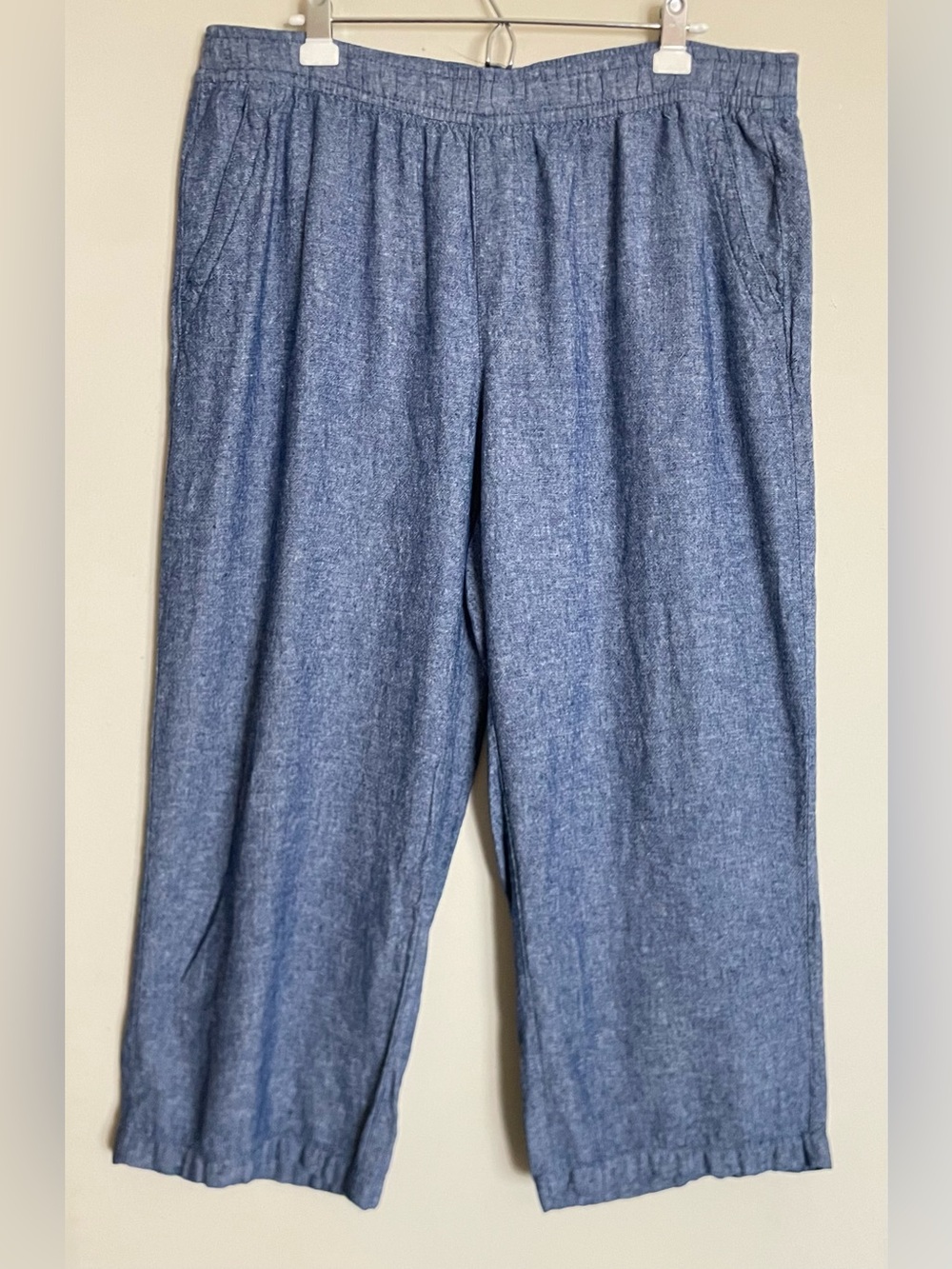 Old Navy Blue Linen Blend High-Rise Wide Leg Pants